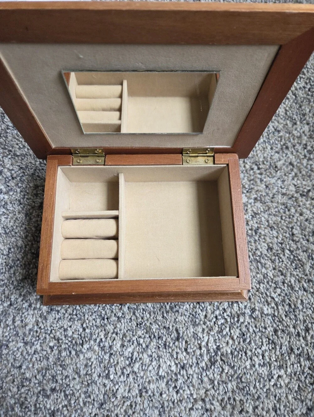 Vintage 1970s Wooden Jewelry / Trinket Box – Girl on Rocking Horse